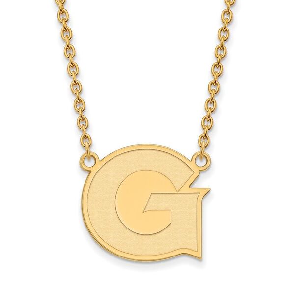14k Yellow Gold Georgetown U Large Initial G Pendant Necklace - Picture 1 of 6